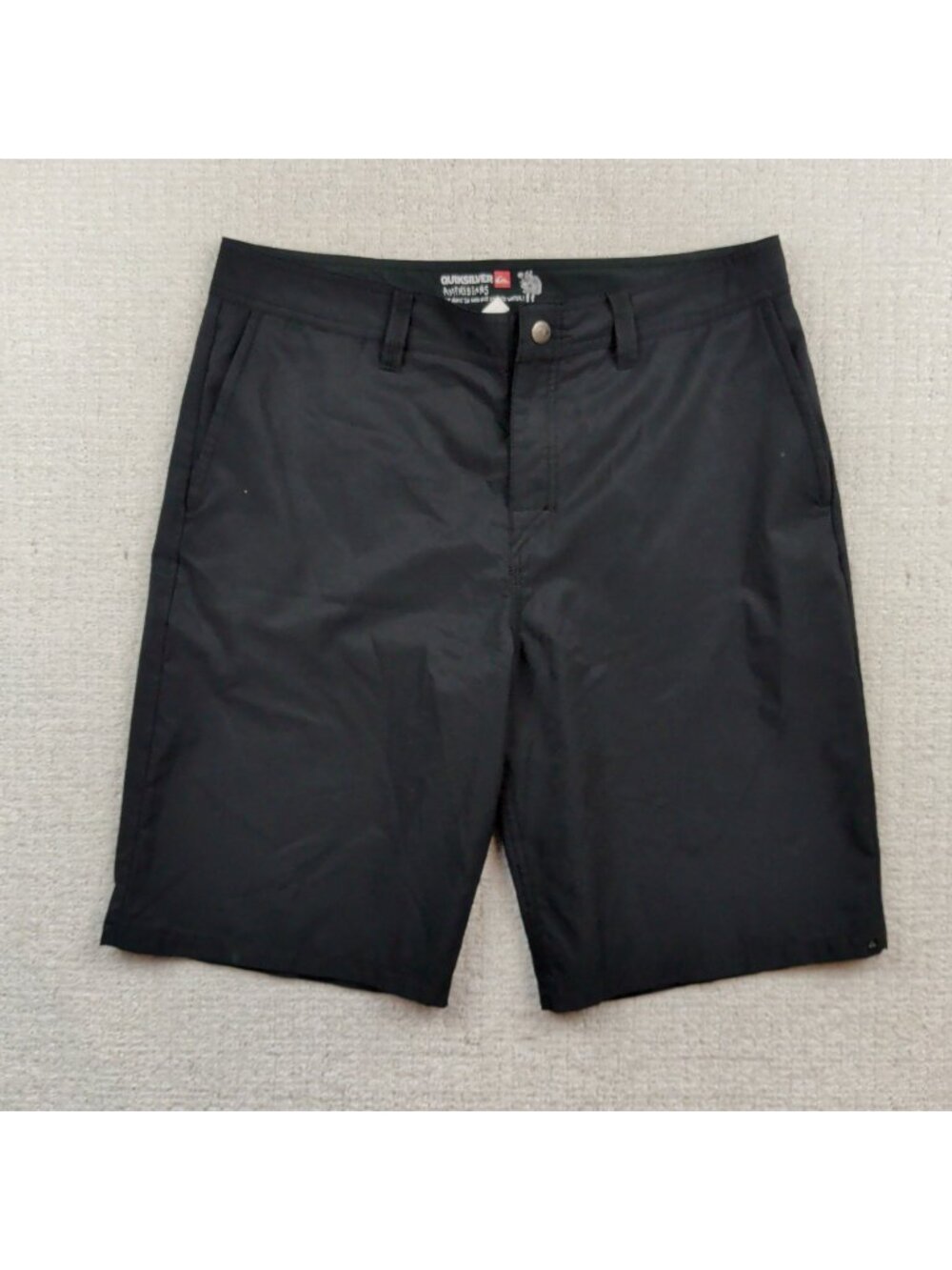 Quicksilver Amphibian Black Shorts Men's Size 34 Walking Hybrid Moisture Wicking
